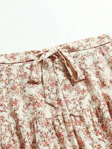 Falda línea A estampada con cintura alta de moda para mujeres de talla grande - Rosa - Ver 3