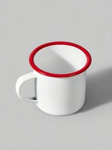 ROMWE Kawaii Vintage Enamel Red Rim Mug With Bowknot Design - Red - View 2