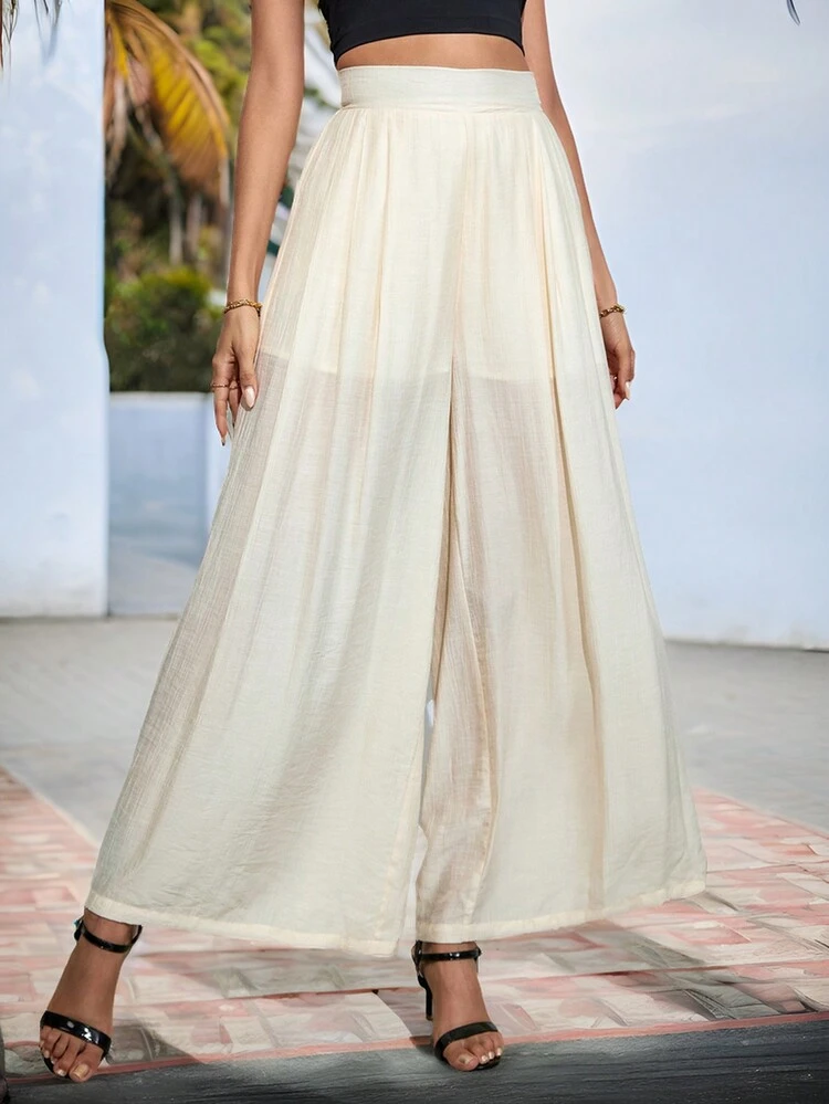 Women's High Waist Pleated Wide Leg Pants With A Sense Of Drape For Daily, Office And Spring/Summer Commute