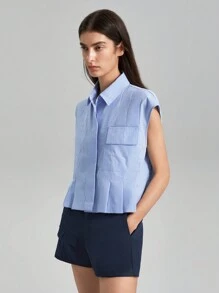 Ontre Damski Składanie Pokrywa I Pofałdowany Koszula