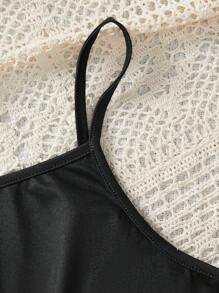 SHEIN Teen Girl Cute And Simple Popcorn Patterned Tank Top And Shorts Knitted Flame Retardant Home Sleepwear Set, Summer - Multicolor - View 5