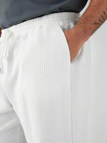 Manfinity VCAY Men's Plus Size Casual Casual Knit Tapered Solid Color Long Pants, Suitable For Daily Wear In Spring And Summer - White - View 8