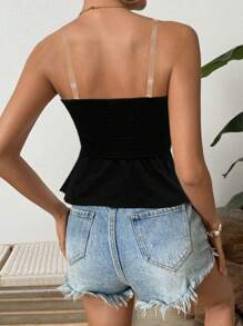 SHEIN Unity Damska koszulka letnia w jednolitym kolorze, dopasowana, z guzikami z przodu