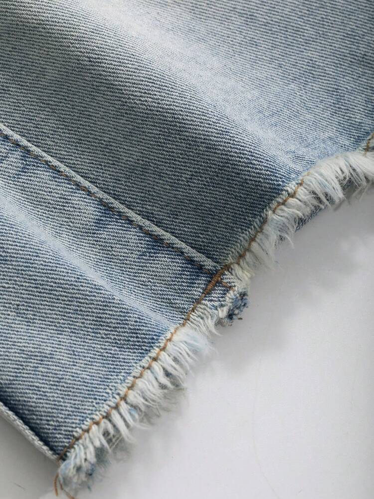 Women's Frayed Hem Casual Denim Shorts With Pockets Jorts