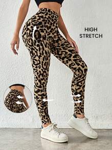 SHEIN Tall 豹紋印花緊身打底褲