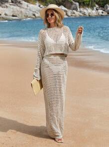 SHEIN Cottnline Knitwear 2 Pieces Set - Beige - View 1