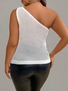 SHEIN Unity Plus Size Women Solid Color Simple Knitted Top For Daily Wear - White - View 2