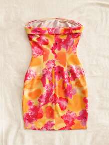 Soleia WYWH假期橙色花卉針織無肩帶迷你連衣裙女款 - 彩色 - 查看 2