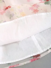 Lunelith SHEIN Lunessa Women's Summer Floral Print A-Line Puff Sleeve Sweet And Romantic Dress