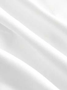 SHEIN MOD 大碼白色短袖襯衫配領帶，短身設計可收緊 - 白色 - 查看 5