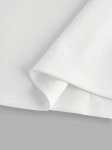 SHEIN Girlism 少女寬鬆復古純色舒適高腰寬腿褲 - 白色 - 查看 4