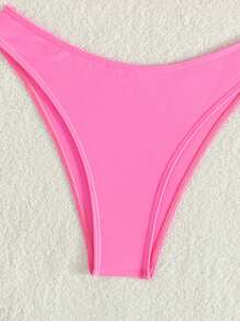 Swim Basics Bãi biển mùa hè dành cho nữ Dây buộc cổ màu trơn Bộ bikini gợi cảm tách biệt, đệm lót, chống đẩy - Hồng - Xem 6