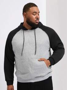 Manfinity Homme Men's Plus Size Fashion Colorblock Long Sleeve Sweatshirt Sweatshirt