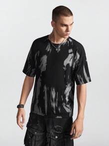 Chillumni Men's Fashion Printed Short Sleeve Knit Top - Black - View 7