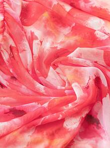 Soleia Women's Holiday Red Tie Dye Abstract Printed Knit Mesh Ruched Slim Fit Mini Skirt - Multicolor - View 6