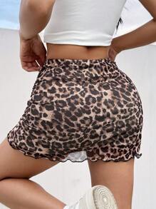 SHEIN EZwear Falda de malla con estampado de leopardo de los años 90 - Multicolor - Ver 2