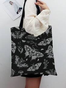 ROMWE Goth Butterfly Print Double-Sided Shoulder Canvas Bag, Butterfly Bag - Multicolor - View 2