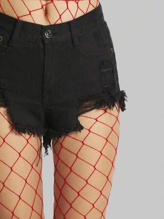 Goth 1 pieza Medias de red rojas simples para uso diario