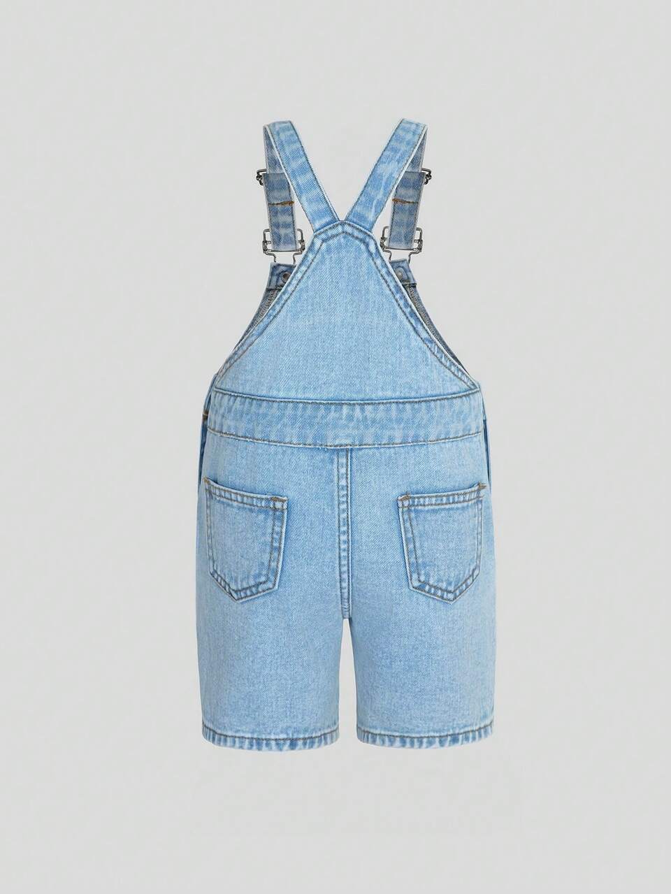 Baby Boys Cartoon Patched Sleeveless Denim Jumpsuit With Pockets