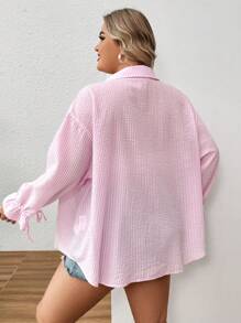 Chemise à Manches Flair Rayée Rose Et Blanc LOFT - Taille S Femme, Occasion Très Bon état