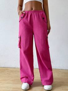 SHEIN MOOSTA Women's Solid Color Simple Daily Long Pants