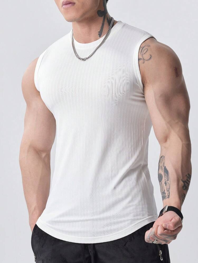 Boyfriend Style Men's Casual Slim Fit Solid Color Sport Tank Top, Summer