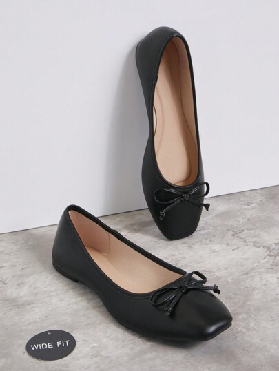 SHUZIA 蝴蝶结装饰加大码宽平底女鞋适合日常场合万圣节圣诞节秋冬