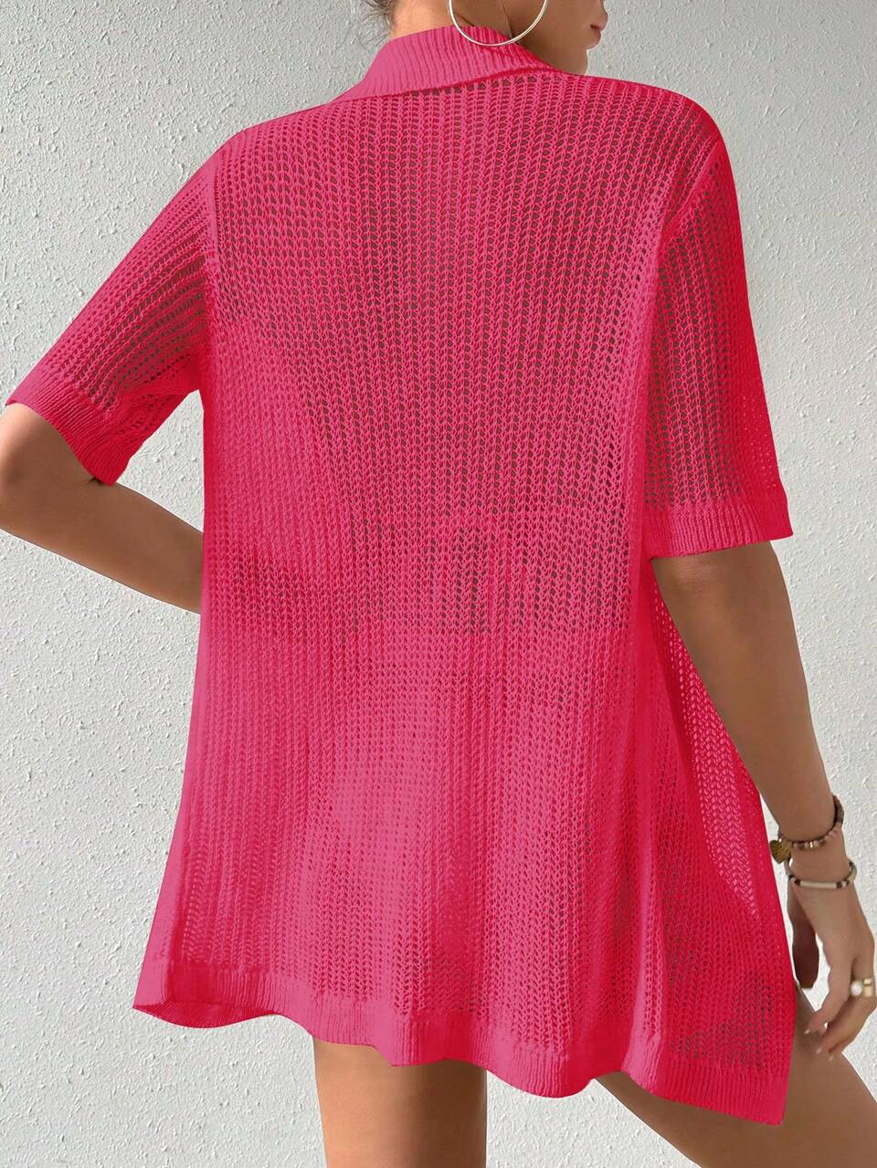 Women's Solid Color Turn-Down Collar Short Sleeve Summer Jacket And Shorts Set, 2 Pieces