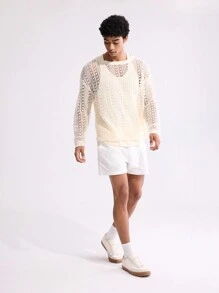Forever 21 Bộ 3 chiếc móc kỳ nghỉ cho nam trong áo thun dài tay, áo ba lỗ và quần short - Màu be - Xem 3
