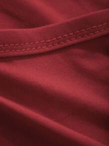 DAZY 女士純色方領運動背心，夏季款 - 紅色 - 查看 7