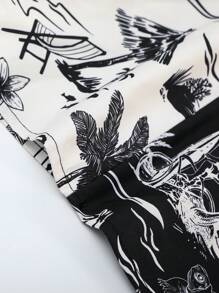 Manfinity RSRT Camisa casual de hombre con estampado de árbol de palma y mangas cortas para resort (corte al azar) - Multicolor - Ver 4