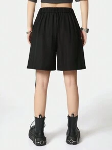 SHEIN EZwear 女士夏季日常穿着编织带 5 口袋工装短裤