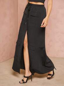 Hauture 分襠束口貨物迴紋針裙 - 黑色 - 查看 4