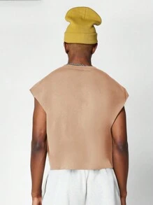 SUMWON 宽松剪裁短款毛边基本款背心