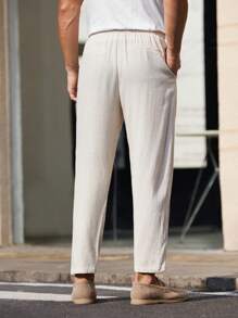 Manfinity VCAY New Men's Solid Color Woven Casual Tapered Pants - Apricot - View 2