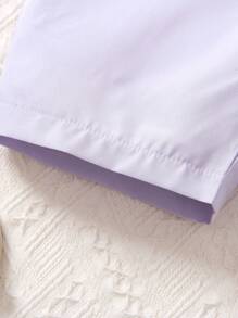 SHEIN Young Girls' Knot Shoulder Romper - Baby Blue - View 5