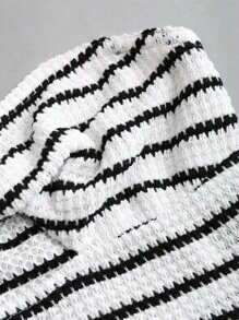 Sweetra Áo kiểu nữ mùa hè kẻ sọc, khoét rỗng, thắt nút xoắn, kiểu dáng Y2K - Nhiều màu - Xem 3