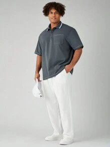 Manfinity VCAY Men's Plus Size Casual Casual Knit Tapered Solid Color Long Pants, Suitable For Daily Wear In Spring And Summer - White - View 3