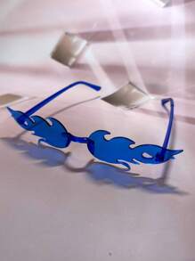 6副Y2K音乐节狂欢火焰风格多边形时尚眼镜，欧美流行，自拍道具，绿色派对眼镜配饰，沙滩配饰，夏季海滩度假、户外旅行眼镜