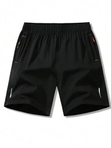 4 peças de Shorts esportivos casuais masculinos com elástico na cintura e bolso com zíper