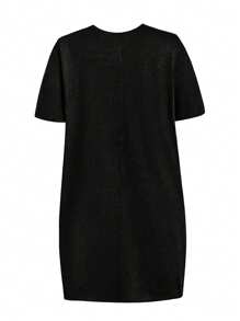 SHEIN EZwear 休閒簡約加大碼星星印花連衣裙，適用於夏季