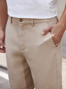 HIMLAND 男士纯色梭织短裤，及膝长度，适合日常穿着，春夏季，适合送给老公、男朋友的礼物，老公