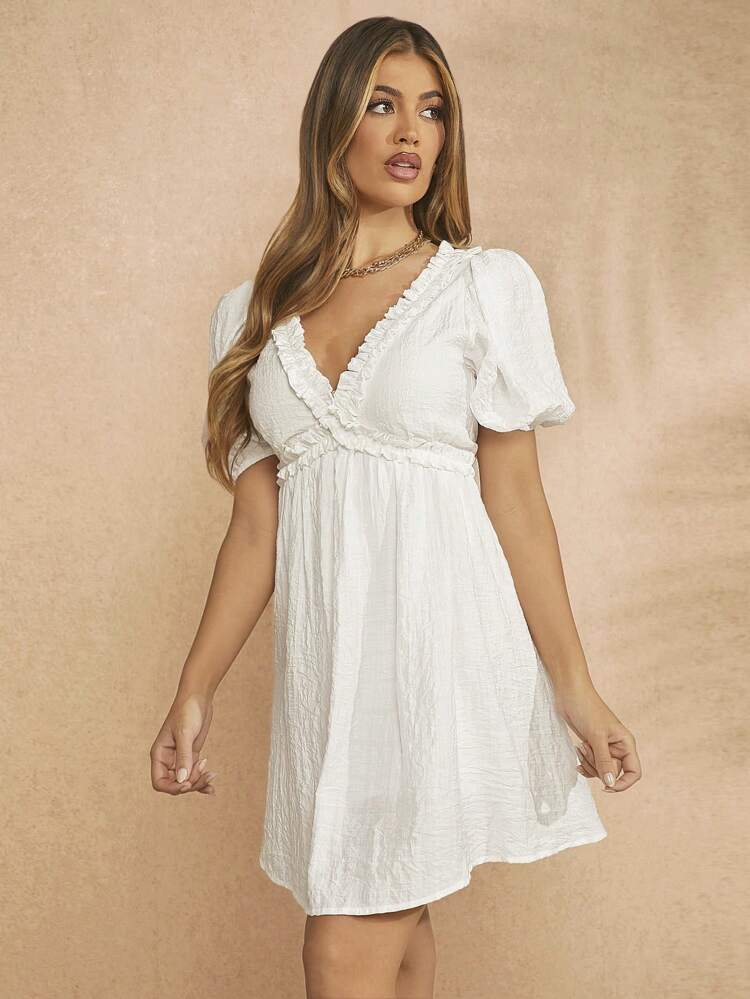 Women's Solid Color V-Neck Backless Dress