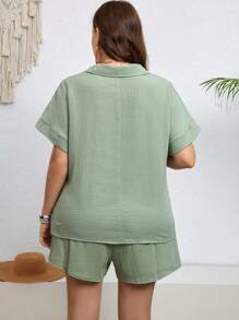 SHEIN VCAY Strandkleidung Damen Große Größen 2-teiliges Set - Minzgrün - Übersicht 2