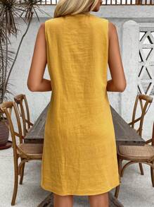 EMERY ROSE Women's Floral Embroidery Sleeveless Vacation Casual Dress - Yellow - View 2