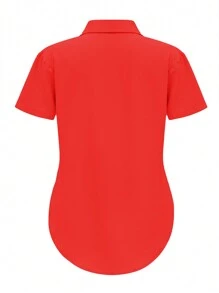 Chemise élégante pour fille de grande taille pour femme en couleur unicolore avec boutons mélangés à la mode