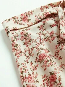 Falda línea A estampada con cintura alta de moda para mujeres de talla grande - Rosa - Ver 5