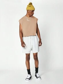 SUMWON 宽松剪裁短款毛边基本款背心