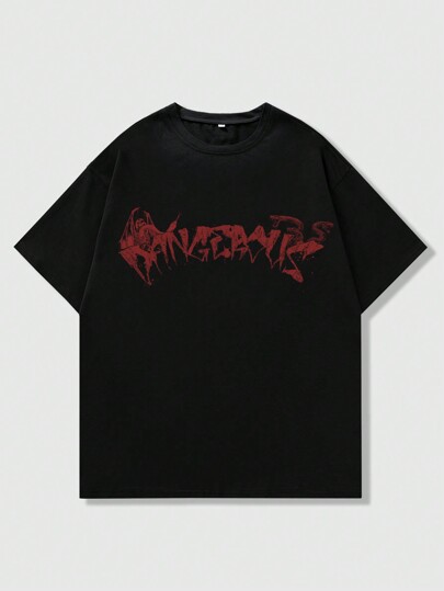 Goth Men's Gothic Printed Short Sleeve T-Shirt, Suitable For Daily Wear In Spring And Summer, School, Rave