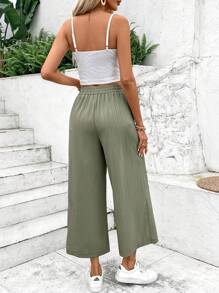 SHEIN Frenchy Bộ áo yếm và quần âu mùa hè màu trơn dành cho nữ - màu xanh lá - Xem 2